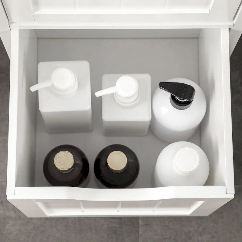 kleankin Narrow Bathroom Cabinet with 3 Drawers and 2 Tier Shelf, Tall Cupboard Freestanding Linen Tower, Slim Corner Organizer