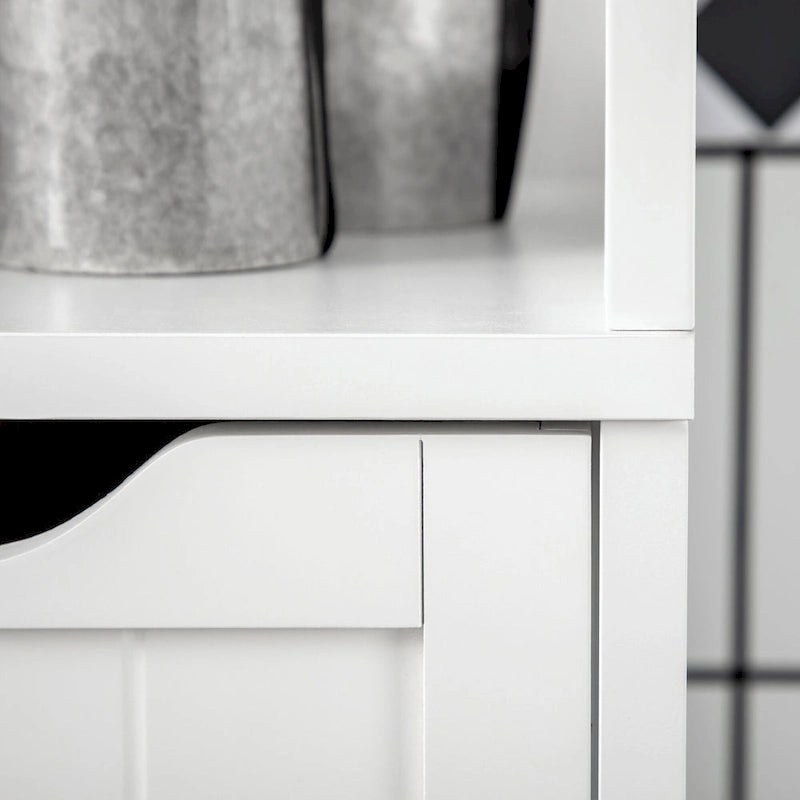 kleankin Narrow Bathroom Cabinet with 3 Drawers and 2 Tier Shelf, Tall Cupboard Freestanding Linen Tower, Slim Corner Organizer