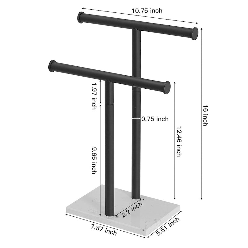 2-Tier Towel Rack Countertop Free Standing with Natural Marble Base