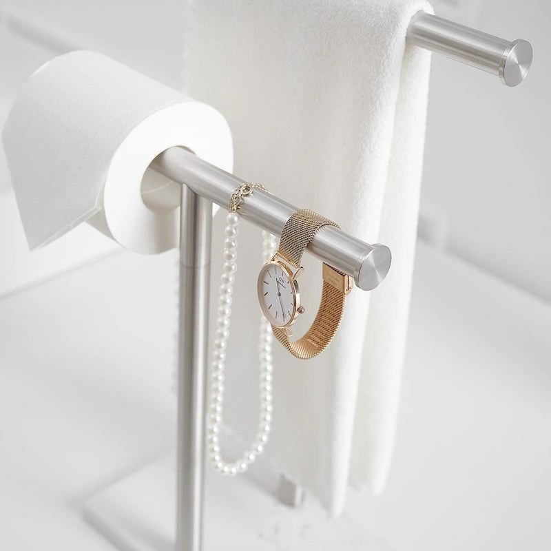 2-Tier Towel Rack Countertop Free Standing with Natural Marble Base