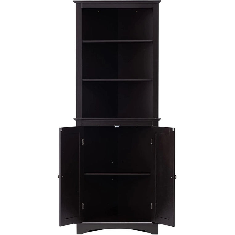Spirich -Bathroom Storage,Tall Corner Cabinet with 2 Doors and 3 Tier Shelves,White