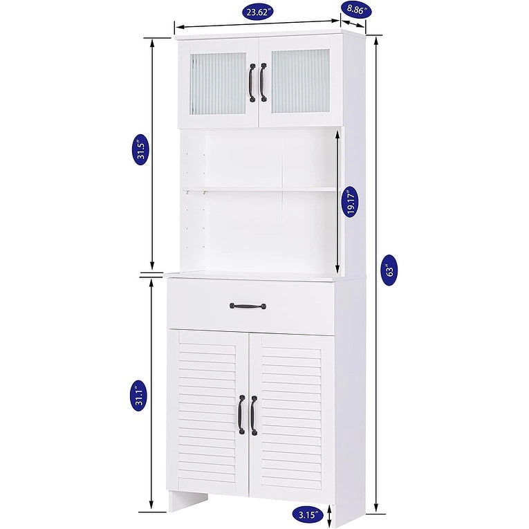 Spirich Freestanding Cabinet with Top Bottom Enclosed Cabinet Space Tall Cabinet with Doors and Drawer Whtie