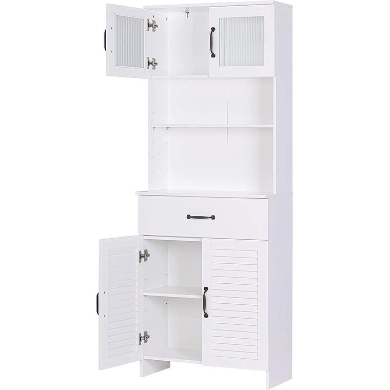 Spirich Freestanding Cabinet with Top Bottom Enclosed Cabinet Space Tall Cabinet with Doors and Drawer Whtie