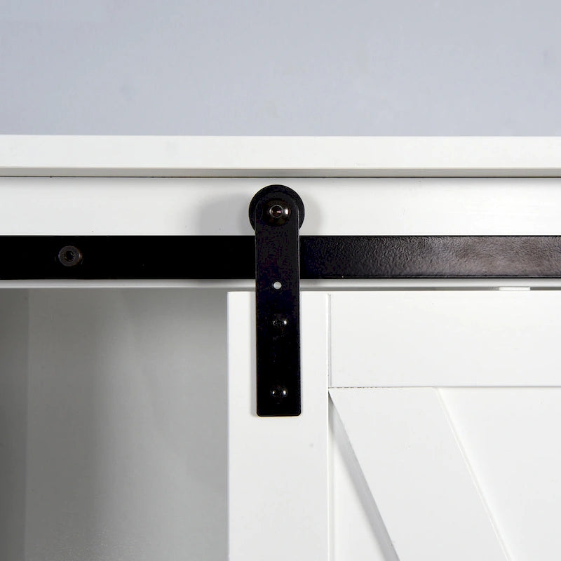 Over-the-Toilet Storage Cabinet With Adjustable Shelves and A Barn Door