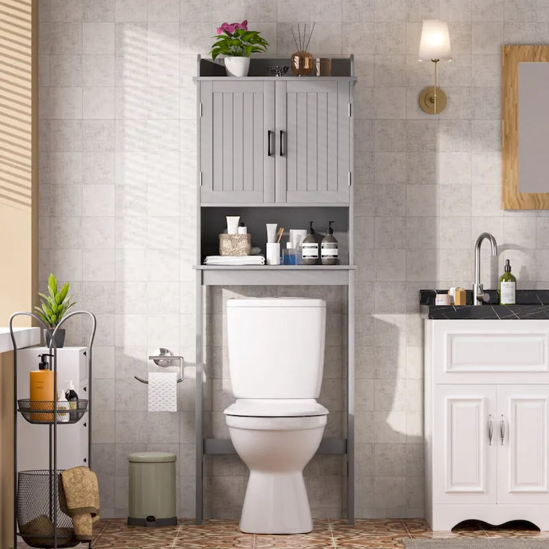 VEIKOUS Bathroom Over The Toilet Storage Cabinet Organizer With Doors and Shelves