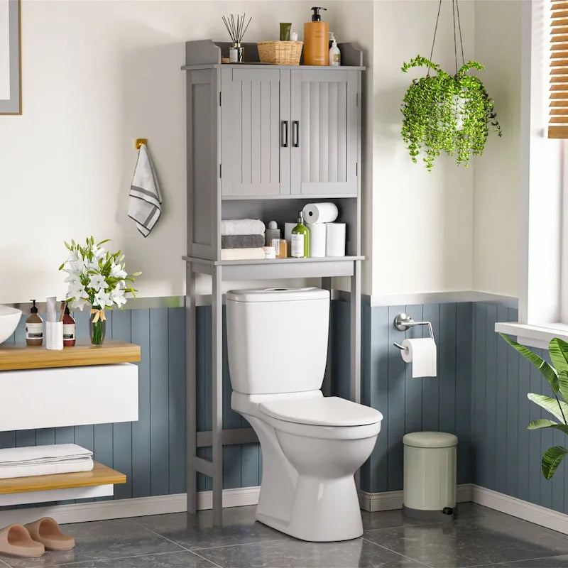 VEIKOUS Bathroom Over The Toilet Storage Cabinet Organizer With Doors and Shelves