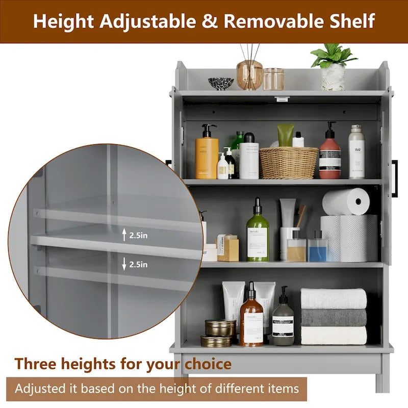 VEIKOUS Bathroom Over The Toilet Storage Cabinet Organizer With Doors and Shelves