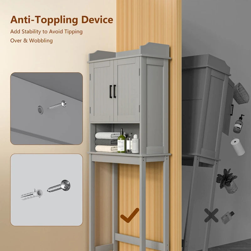 VEIKOUS Bathroom Over The Toilet Storage Cabinet Organizer With Doors and Shelves