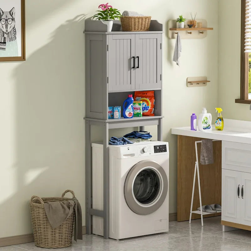 VEIKOUS Bathroom Over The Toilet Storage Cabinet Organizer With Doors and Shelves