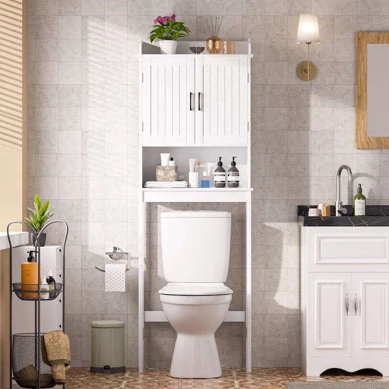 VEIKOUS Bathroom Over The Toilet Storage Cabinet Organizer With Doors and Shelves