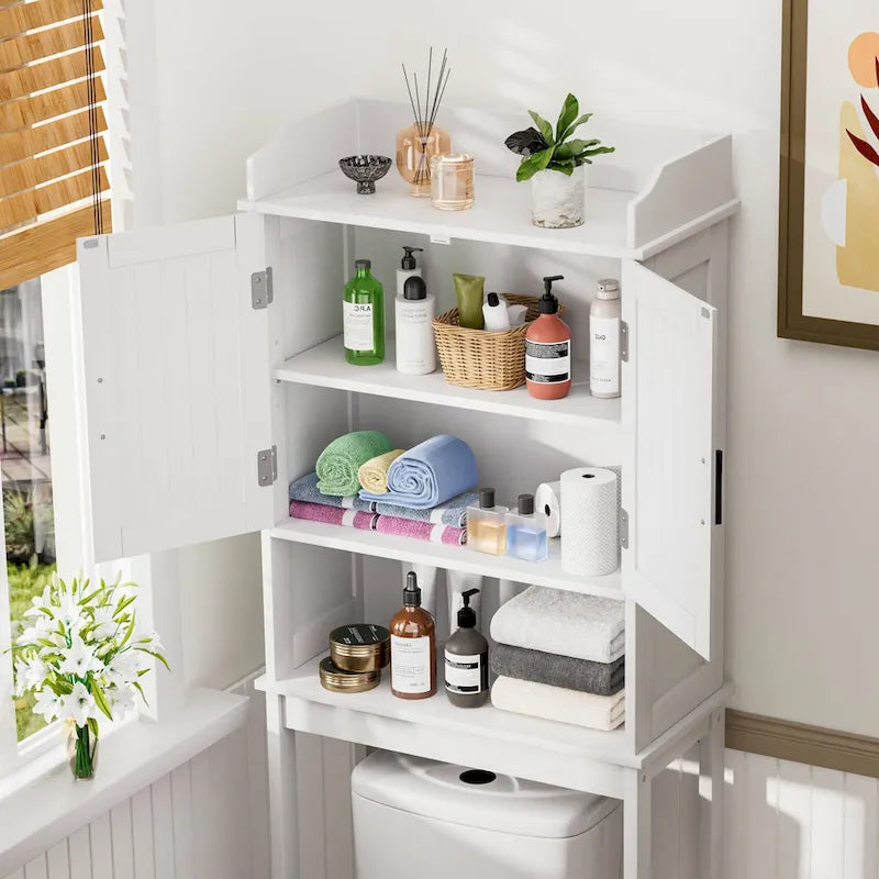 VEIKOUS Bathroom Over The Toilet Storage Cabinet Organizer With Doors and Shelves