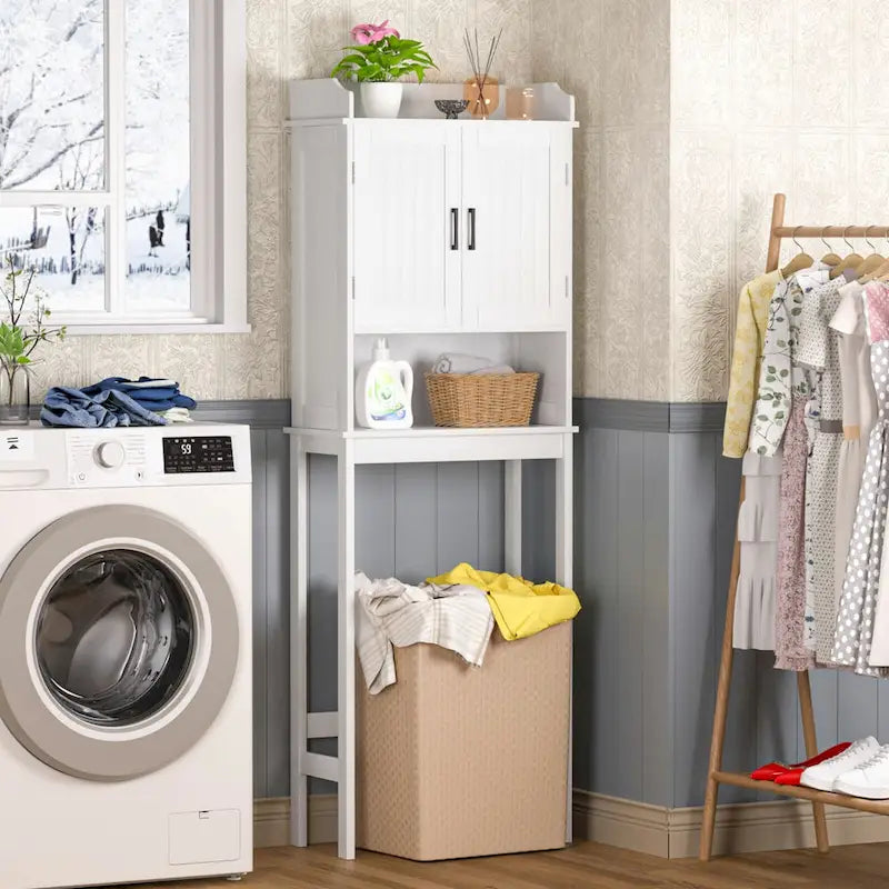 VEIKOUS Bathroom Over The Toilet Storage Cabinet Organizer With Doors and Shelves