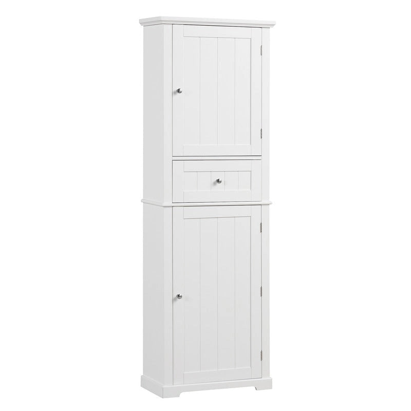 Tall Bathroom Storage Cabinet, Freestanding Storage Cabinet with Drawer and Adjustable Shelf, MDF Board with Painted Finish