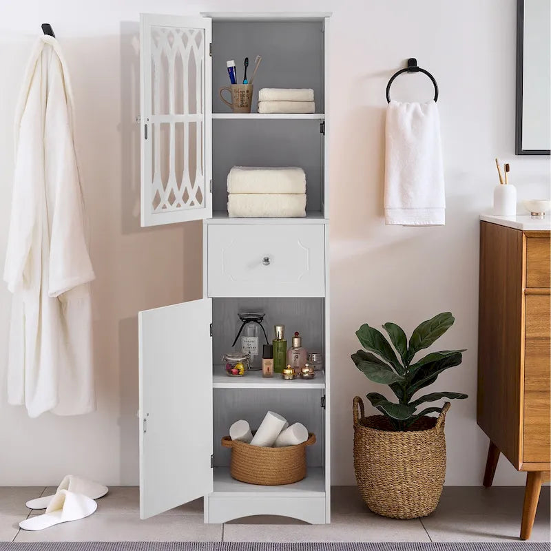 Bathroom Cabinet with Drawer and Doors
