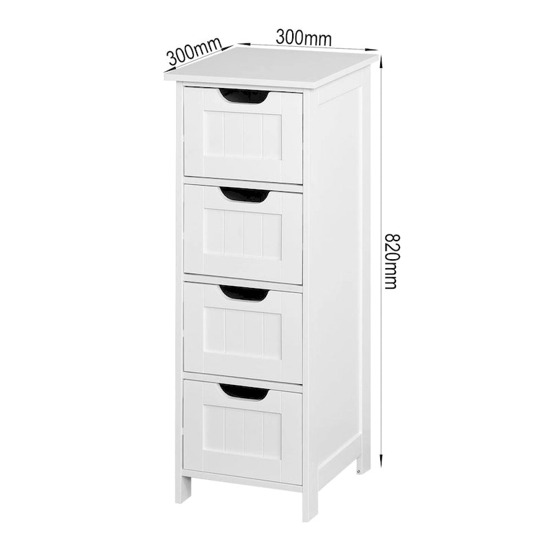 White Bathroom Storage Cabinet Freestanding with Drawers - 11.8 L x 11.8 W x 32.3 H