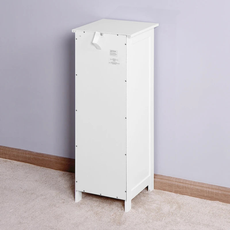 White Bathroom Storage Cabinet Freestanding with Drawers - 11.8 L x 11.8 W x 32.3 H