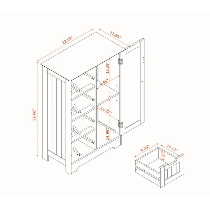 White Wood 4-Drawer 1-Door Bathroom Storage Cabinet - 32.68  H x 22.05  W x 11.81  D