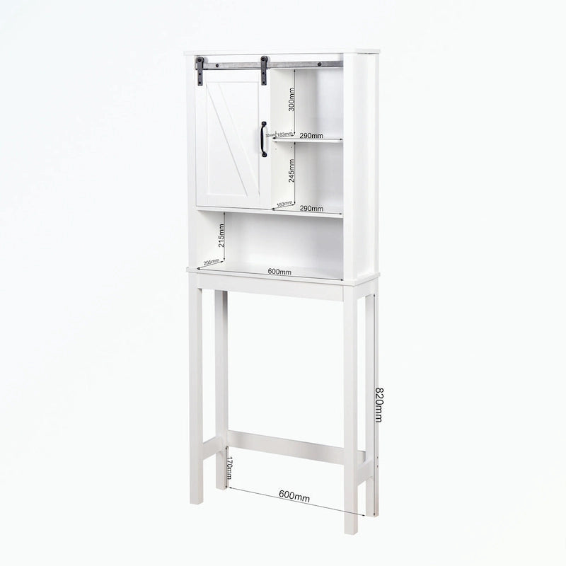 Over-the-Toilet Storage Cabinet with A Barn Door