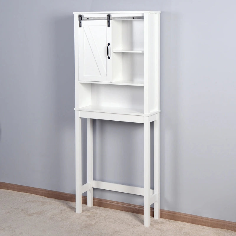 Over-the-Toilet Storage Cabinet with A Barn Door