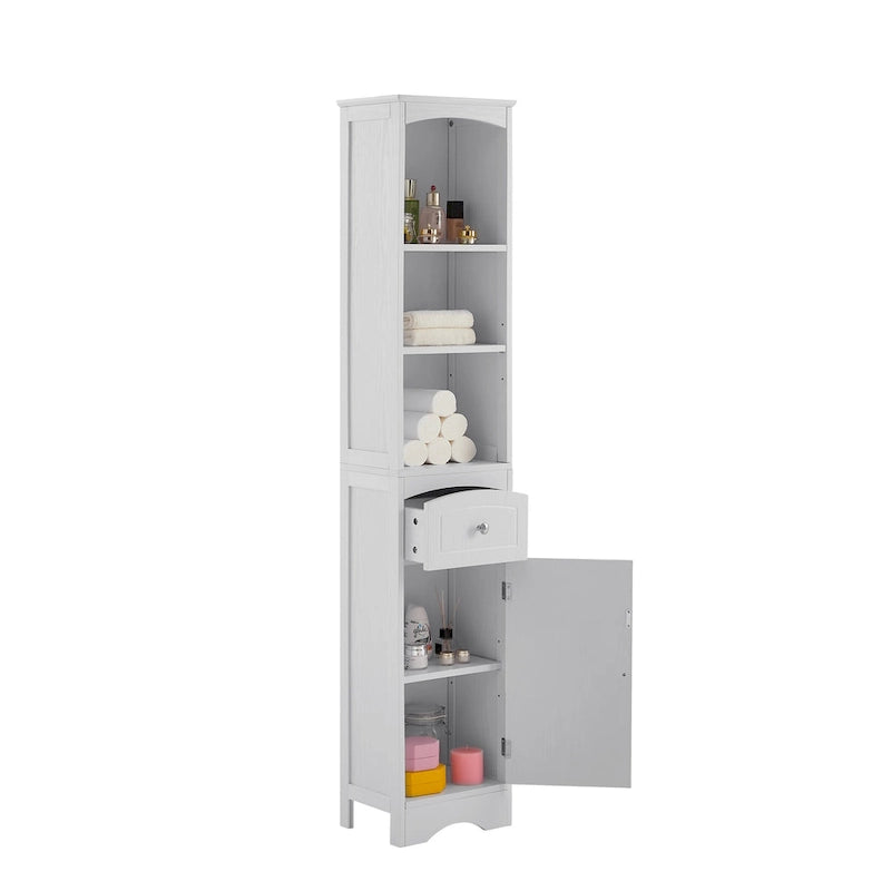 Modern White Bathroom Storage Cabinet with Adjustable Shelf,Drawer - 13.4 L x 9.1 W x 66.9 H