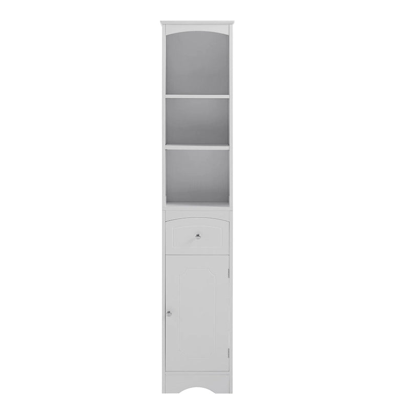 Modern White Bathroom Storage Cabinet with Adjustable Shelf,Drawer - 13.4 L x 9.1 W x 66.9 H