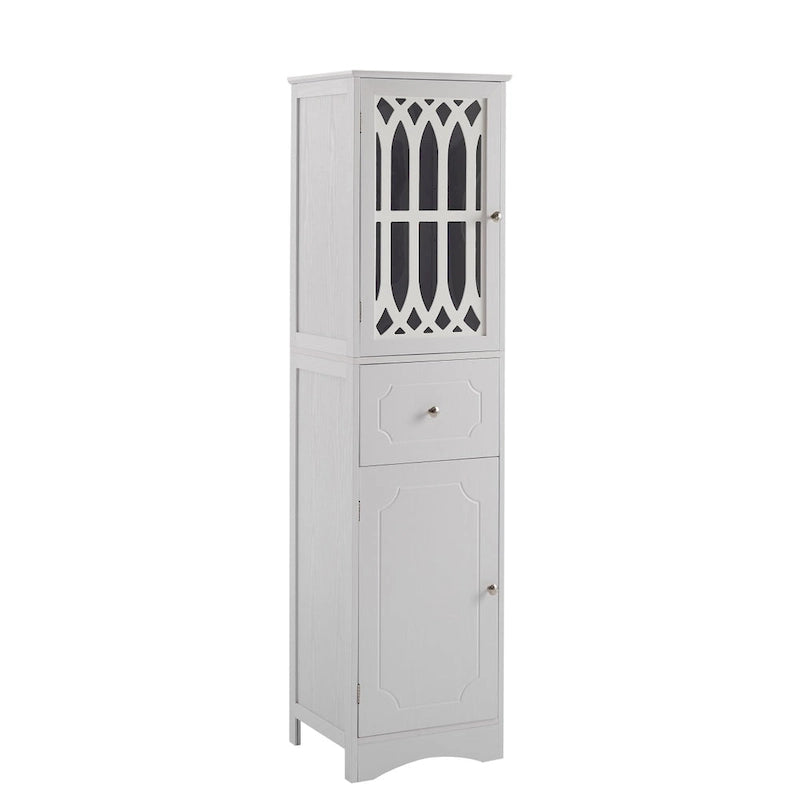 Merax Freestanding Tall Bathroom Cabinet with Acrylic Door