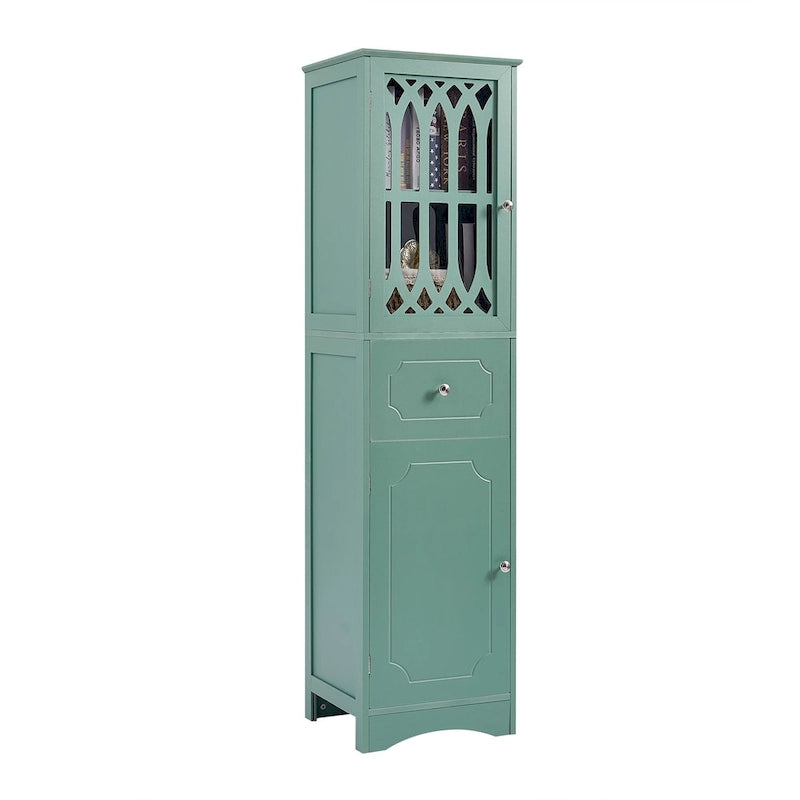 Merax Freestanding Tall Bathroom Cabinet with Acrylic Door