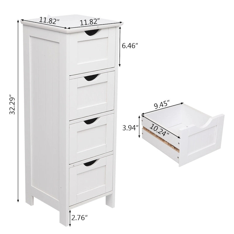 32 FCH 4 Drawers bathroom ark Storage Cabinet white
