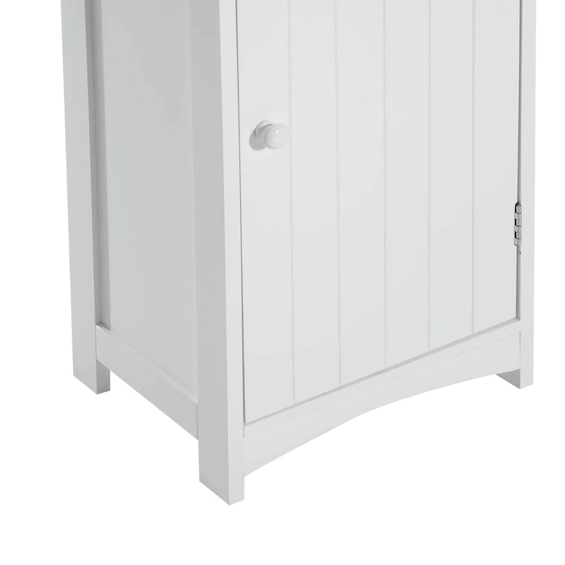 HOMCOM 67  Tall Bathroom Storage Cabinet, Freestanding Linen Tower with 3-Tier Shelf, Narrow Side Floor Organizer, White