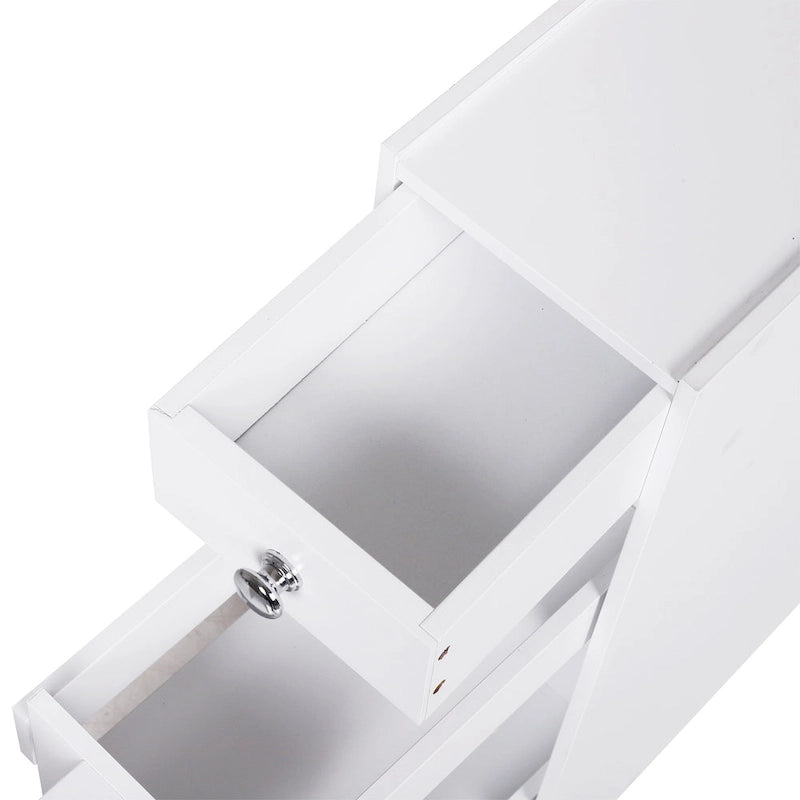 HOMCOM Bathroom Floor Organizer Free Standing Space Saving Narrow Storage Cabinet Bath Toilet Paper Holder with Drawers White
