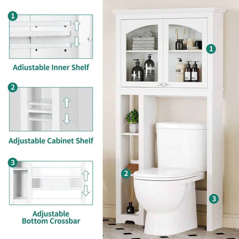 Adjustable 3-Shelf Over the Toilet Bathroom Cabinet Organizer