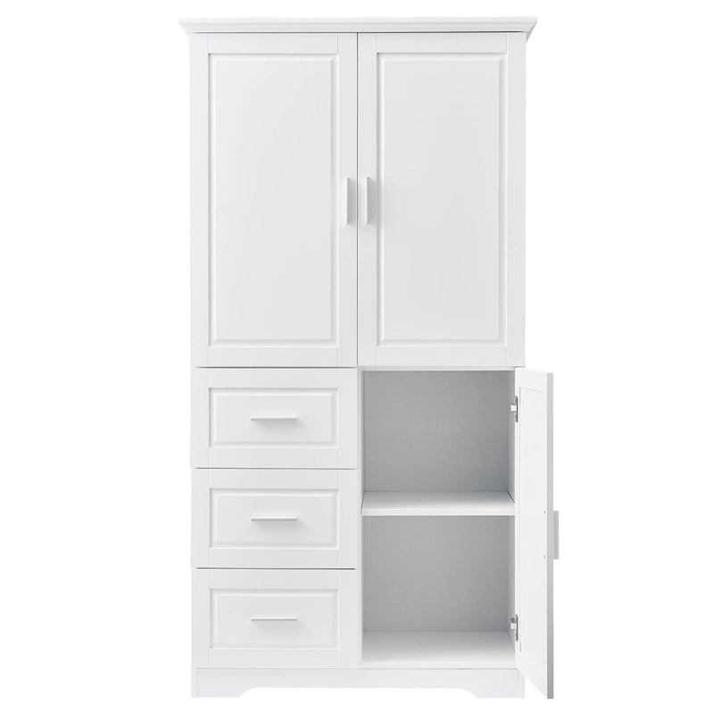 Tall and Wide Storage Cabinet with Doors,Three Drawers