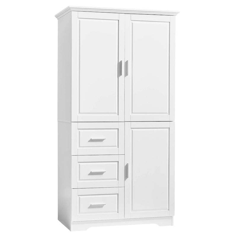 Tall and Wide Storage Cabinet with Doors,Three Drawers