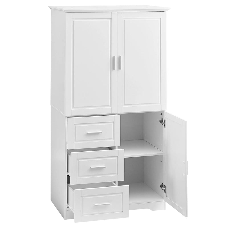 Tall and Wide Storage Cabinet with Doors,Three Drawers