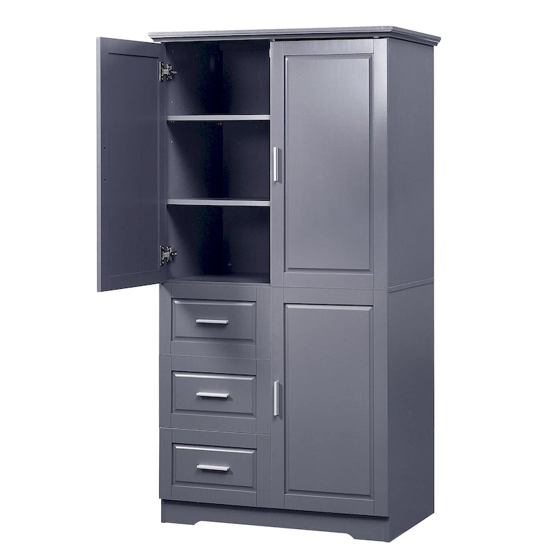 Tall and Wide Storage Cabinet with Doors,Three Drawers