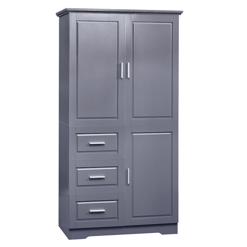 Tall and Wide Storage Cabinet with Doors,Three Drawers