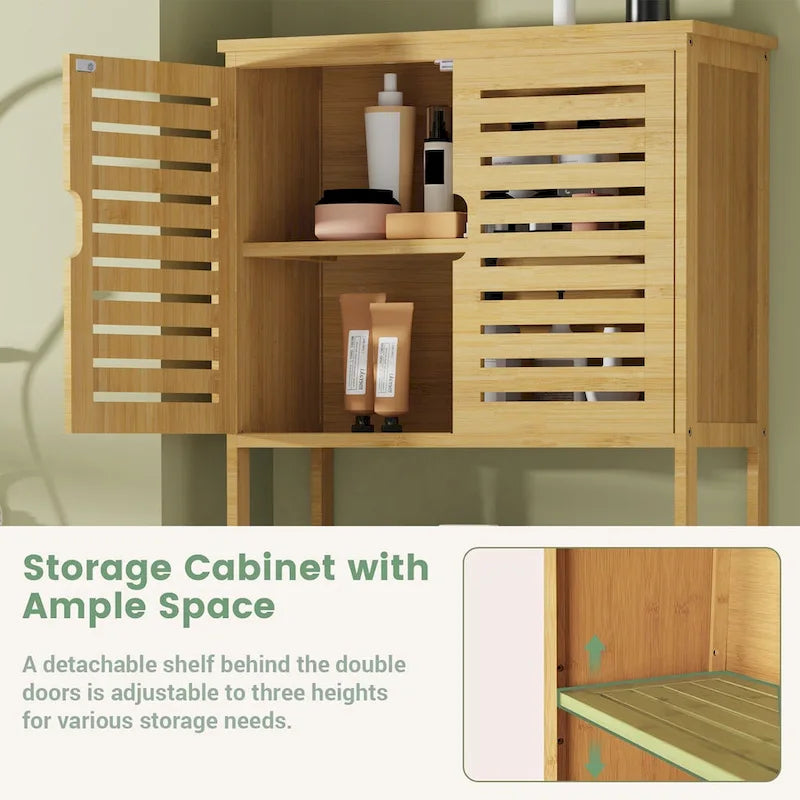 Bathroom Over The Toilet Storage Cabinet Organizer With Doors Shelves - 25  x 10  x 69