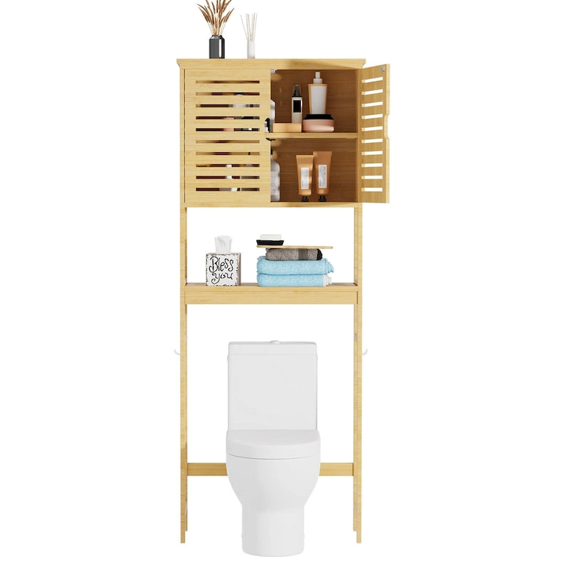 Bathroom Over The Toilet Storage Cabinet Organizer With Doors Shelves - 25  x 10  x 69
