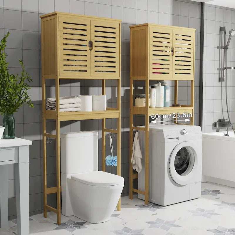 Bathroom Over The Toilet Storage Cabinet Organizer With Doors Shelves - 25  x 10  x 69