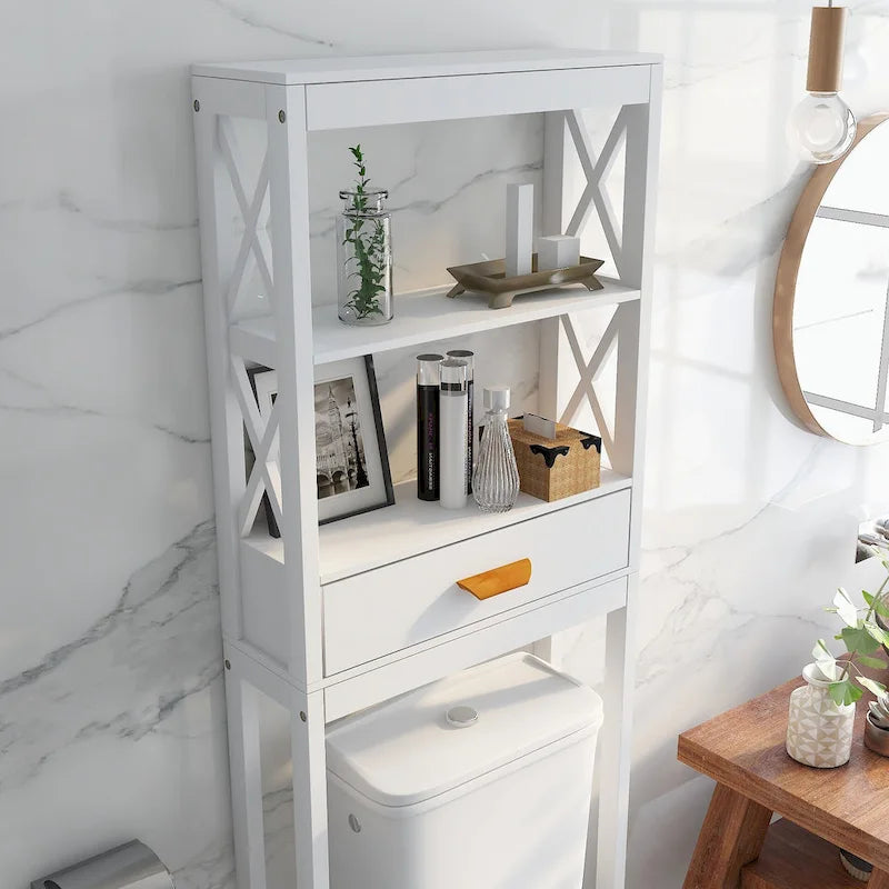 Over-the-Toilet Storage Cabinet with one Drawer and 2 Shelves