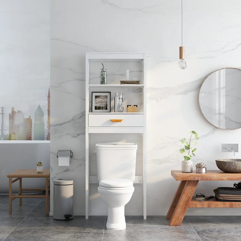 Over-the-Toilet Storage Cabinet with one Drawer and 2 Shelves