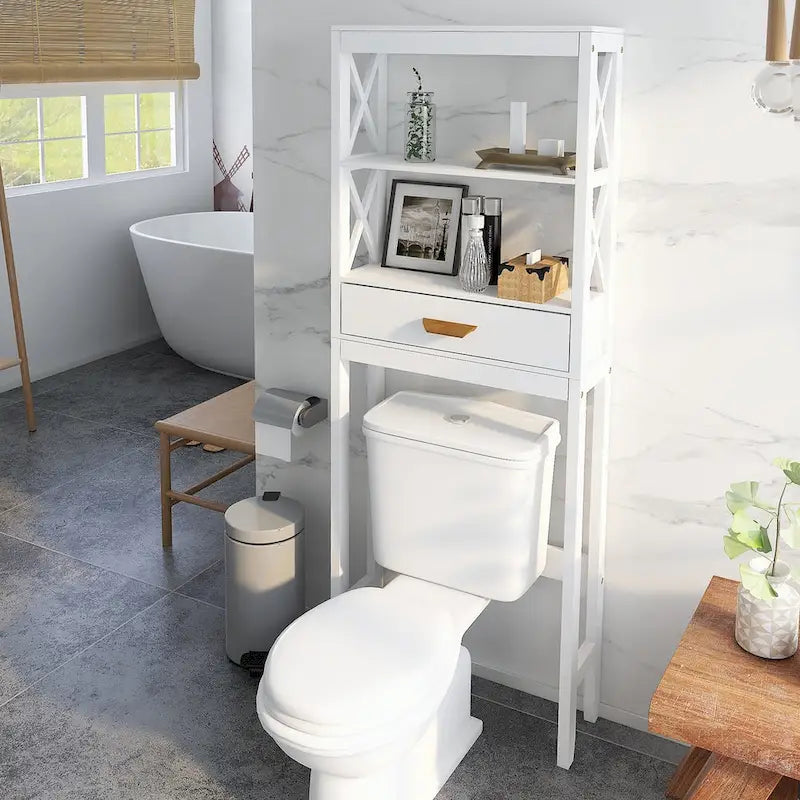Over-the-Toilet Storage Cabinet with one Drawer and 2 Shelves