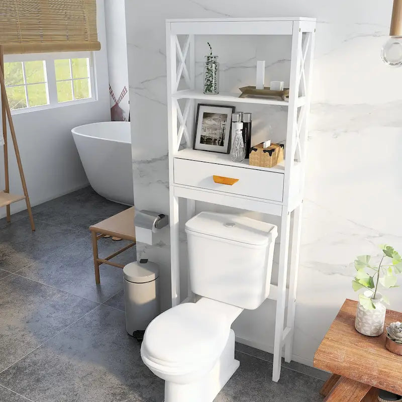 Over-the-Toilet Storage Cabinet with one Drawer and 2 Shelves