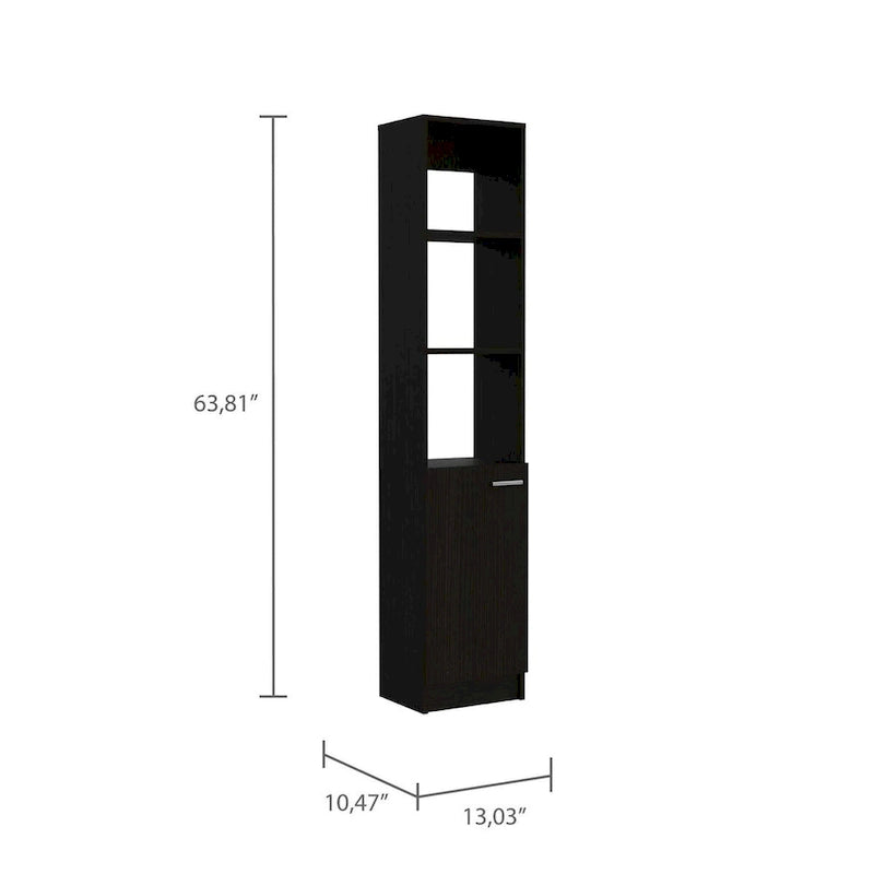 2-Shelf Rectangle Bathroom Linen Cabinet Light Oak/Black/White