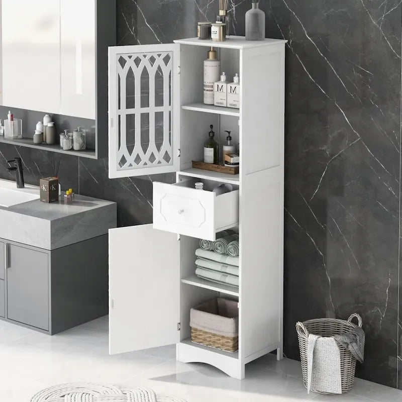 Tall Bathroom Cabinet Freestanding Storage Cabinet with Drawer and Doors