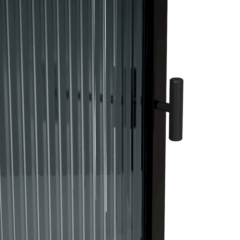 Three Tiers Cabinet with Tempered Glass Doors and Storage Shelves