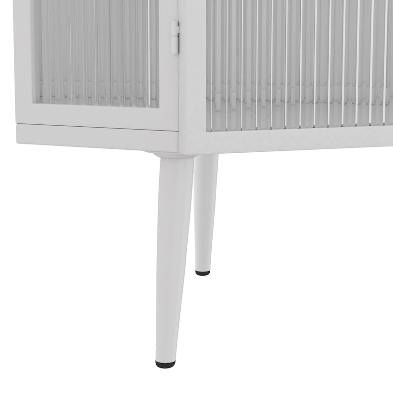 Three Tiers Cabinet with Tempered Glass Doors and Storage Shelves