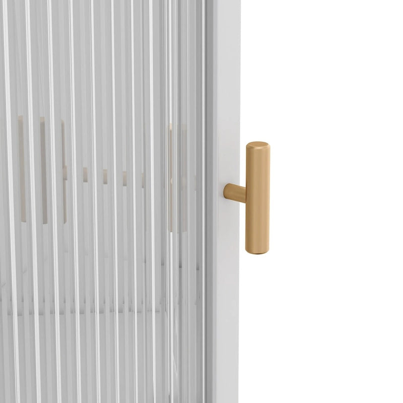 22.25  Floor Coner Cabinet,Three Tiers with Tempered Glass Doors and Storage Shelves