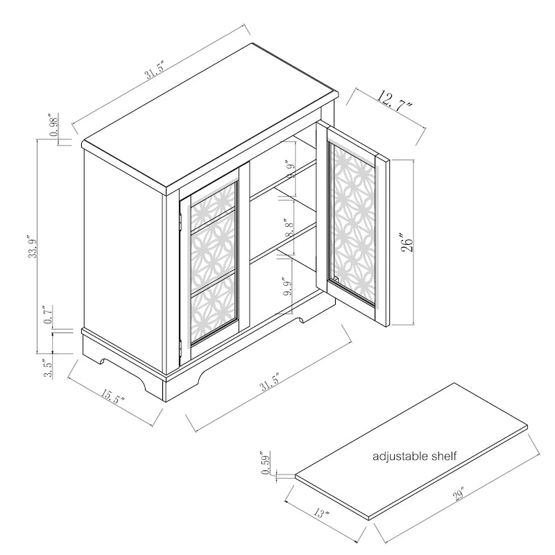 31 in. Rustic Bathroom Bedroom Accent Storage Cabinet