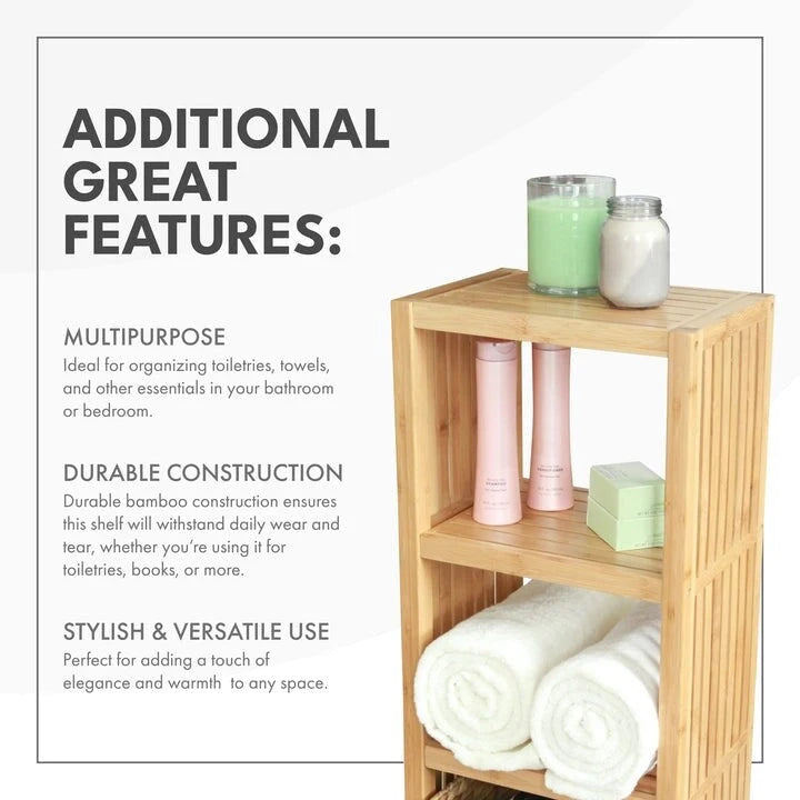 ToiletTree Products Deluxe Bamboo Freestanding 5-Tier Bathroom Organizing Shelf, Bathroom Organizer with Storage Shelves